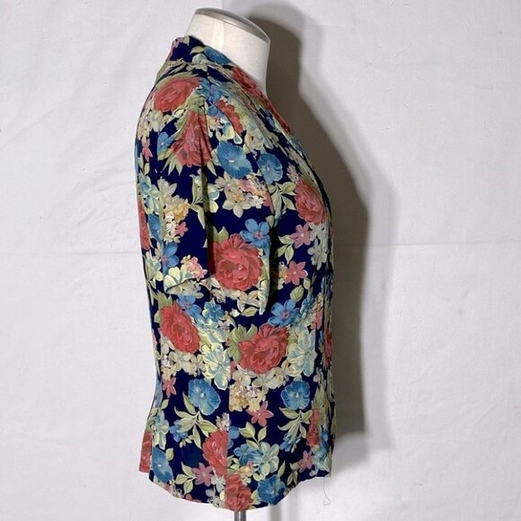 Vintage Braemar Floral Button Up Blouse L - Picture 5 of 11